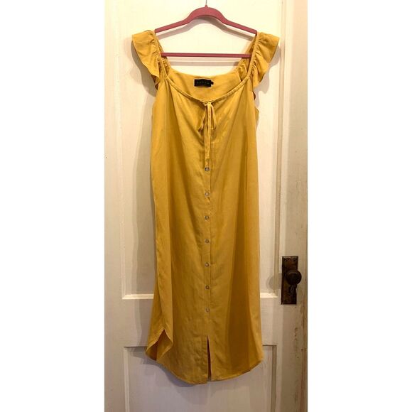 HATCH Maternity Yellow Linen Midi Dress  Women's Size 1 Small - Picture 2 of 8